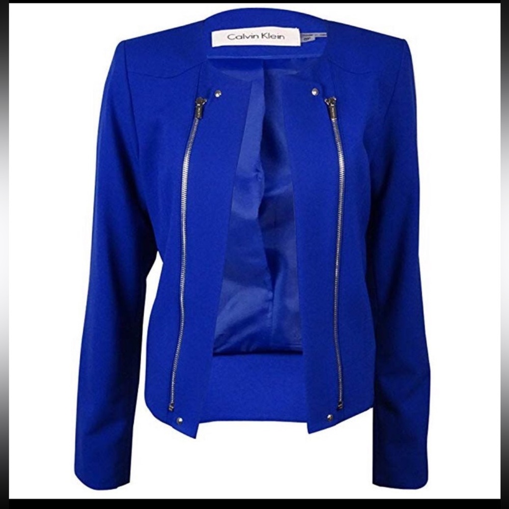 NWT Calvin Klein Crop Cobalt Blazer